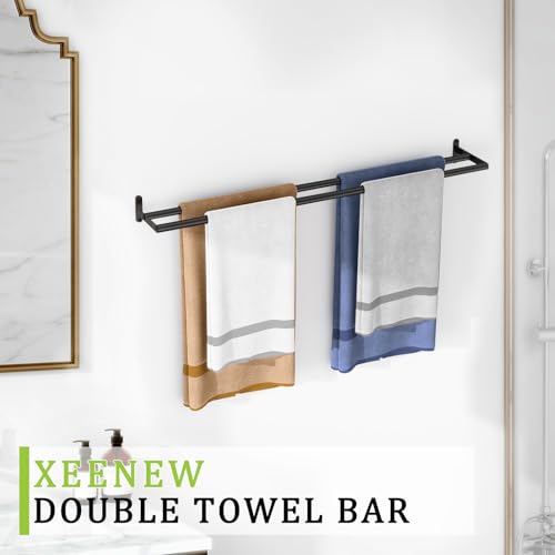 Double Towel Bar, 32 Inch Towel Racks for Bathroom, Stainless Steel Bathroom Towel Holder, Towel Rack Wall Mounted Towel Hanger Towel Rod, Matte Black - size: 32 Inch