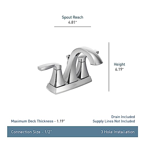 Moen Voss Brushed Gold Transitional Two-Handle High Arc Centerset Bathroom Faucet for 4-Inch 3-Hole Setup, 6901BG - color: Brushed Gold, size: 4 Inch