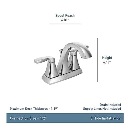 Moen Voss Brushed Gold Transitional Two-Handle High Arc Centerset Bathroom Faucet for 4-Inch 3-Hole Setup, 6901BG - color: Brushed Gold, size: 4 Inch