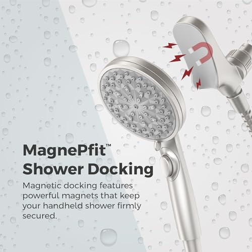 Pfister HydroFuse Handheld Shower Head, Hose Included, Magnetic Docking, 6-Function, 1.75 GPM, Spot Defense Brushed Nickel Finish, 016WS2HFM01GS - color: Spot Defense Brushed Nickel, size: 1.75 GPM