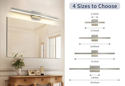 Joossnwell Brushed Nickel Bathroom Vanity Light Fixture Over Mirror | Dimmable 5CCT Modern Bathroom Light Fixtures 39.37 Inch LED Vanity Lighting Bath Light ETL Certificated - color: Brushed Nickel, size: 39.37 Inch Long