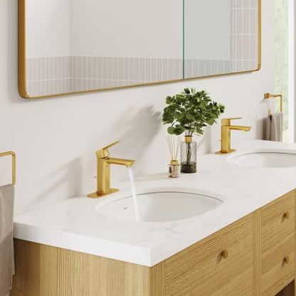 GROHE Cubeo S-Size Single-Hole Single-Handle Bathroom Faucet, Brushed Gold | Bathroom Sink Faucet: Single Hole Vanity Faucet, Water-Saving 1.2GPM, SilkMove Ceramic Valve, Drain Not Included | 101899GN00 - color: Brushed Gold, size: S-Size