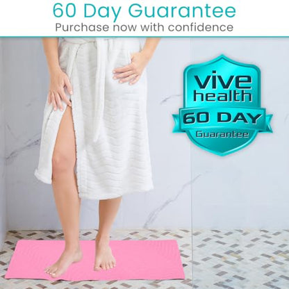 Vive Non-Slip Bath Mat with Suction Cups - 28" x 16" Extra Large Rubber Mat | For Safety & Comfort - Patented Grip Prevents Slips and Falls for Kids, Elderly, Men, Women - XL Non Skid Shower & Tub Cover - color: Pink