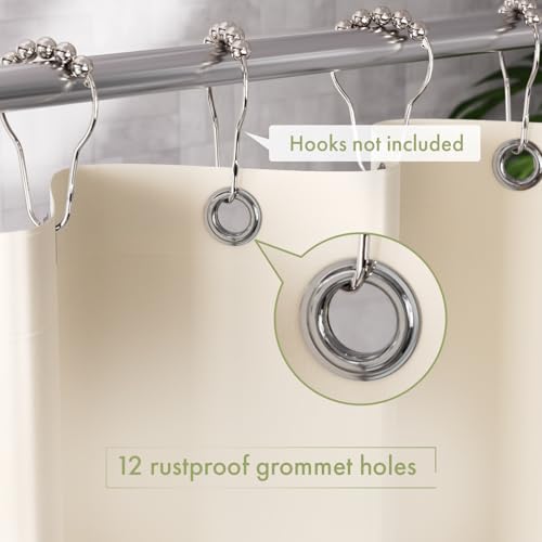 AmazerBath Shower Curtain Liner, 72x72 Beige Shower Curtain Liners, Lightweight Plastic Shower Liner, Cute PEVA Waterproof Cream Shower Curtains for Bathroom with 3 Magnets and 12 Grommets - color: Beige, size: 72"W x 72"L (Pack of 1)