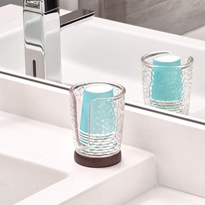 iDesign Rain Disposable Paper and Plastic Cup Dispenser Holder for Master, Guest, Kids' Bathroom Vanity and Countertops, 3.10" x 3.10" x 4", Clear and Bronze - color: Clear/Bronze