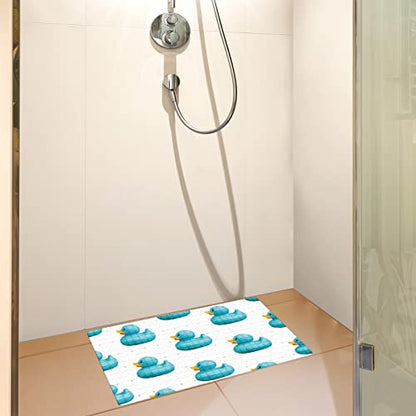 Bath Tub Mat Non Slip Shower Mat Cute Blue Duck Pattern Extra Long Bathtub Mat 26.8x15 inches Bathroom Bath Mat with Suction Cups Drain Holes Machine Washable - color: Cute Blue Duck Pattern