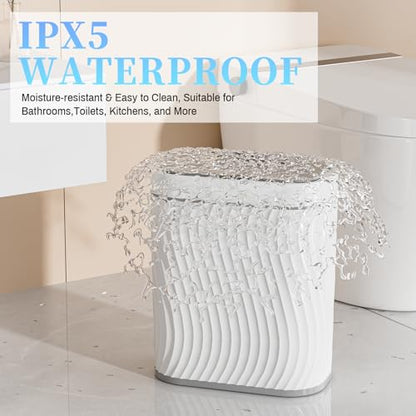 Ogikey Bathroom Small Trash Can with Automatic Touchless Lid, 2.6 Gallon Smart Garbage Can Narrow Waterproof Trash Bin for Bedroom, Office, Living Room - color: 2.6 gallon-White gray