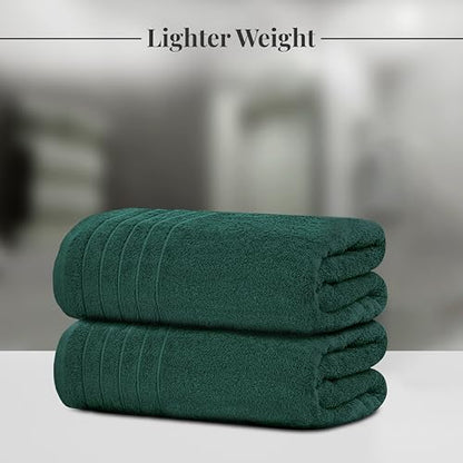 2 Piece Extra Large Bath Sheets 35 x 70 Inches, Hunter Green | 100% Cotton, Larger & Lighter Weight, Quicker to Dry, Super Soft & Absorbent, Oversized Bath Towels - color: Hunter Green