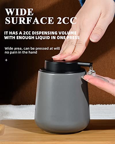 BosilunLife Ceramic Soap Dispenser - Dish Soap Dispenser for Bathroom 12Oz | Refillable Liquid Hand Wash Dispenser for Essential Oil, Lotion Soap, Modern Grey - color: Matte Grey