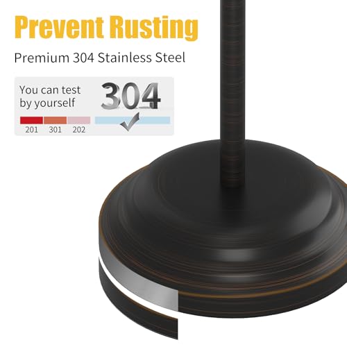 Toilet Paper Holder Floor Stand, Bathroom Freestanding Bronze | Toilet Tissue Roll Holder, Free Standing Rack with Storage, Weighted Base Accessories, SUS304 Stainless Steel Rustproof - color: Bronze