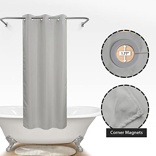 River Dream Stall Size No Hook Grey Shower Curtain Soft Microfiber - 36" Wide Small Fabric Shower Curtain Set for Narrow Stall, Waterproof & Washable, Bottom Magnets, Gray, 36x74 - color: Grey, size: 36"W x 74"L (Pack of 1)
