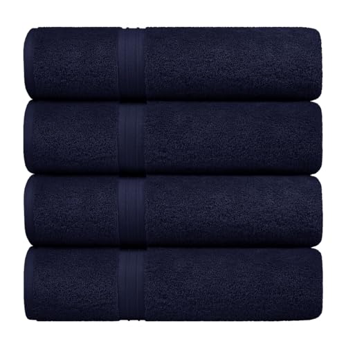 Large Bath Towels - Luxury & Cozy (28" x 56") 100% Cotton, Extra Soft - Versatile, Perfect as Spa Towel, Hotel Towels - Royal Blue (Set of 4) - color: Royal Blue