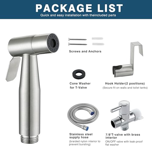 Premium Handheld Bidet Spray for Toilet | Adjustable Water Pressure | Leak-Proof Stainless Steel Toilet Bedit Sprayer | Muslim Shower | Cloth Diaper Washer Extra 1 Bidet Sprayer - color: Brushed Nickel, style: 2 Bidet Sprayer
