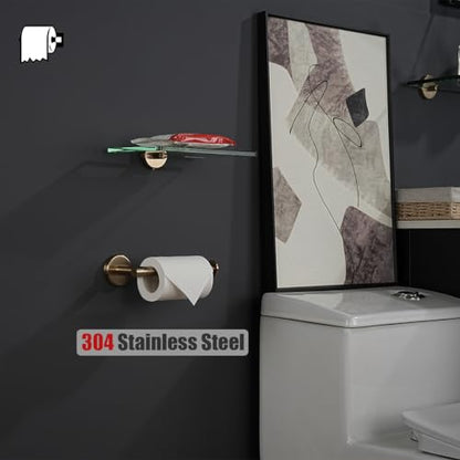 JQK Champagne Bronze Toilet Paper Holder, 5 Inch Tissue Paper Dispenser for Bathroom, 304 Stainless Steel Thick 0.8mm Wall Mount, TPH120-CB - color: Champagne Bronze, size: Knob