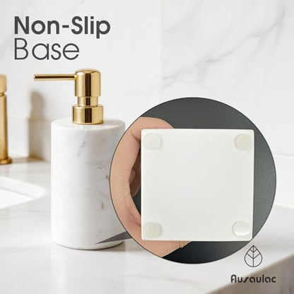 Marble Soap Dispenser, Hand Soap Dispenser for Bathroom Kitchen Countertop - Lotion and Liquid Soap Dispenser (1, White) - color: White