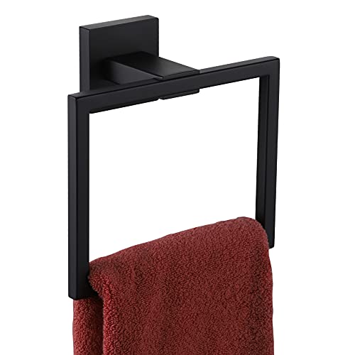 KOKOSIRI Hand Towel Ring Shower Towel Hanger Holder Bath Towel Holder Bathroom Lavatory Stainless Steel Wall Mount, Matte Black, B3004BK - color: Matte Black, size: 1 Pack