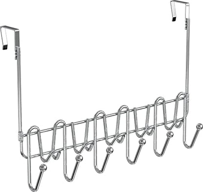 Deco Brothers Over The Door Hook Organizer with 11 Hooks, Chrome - color: Chrome