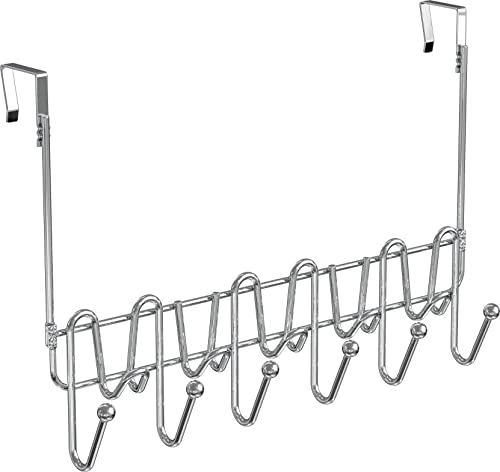 Deco Brothers Over The Door Hook Organizer with 11 Hooks, Chrome - color: Chrome