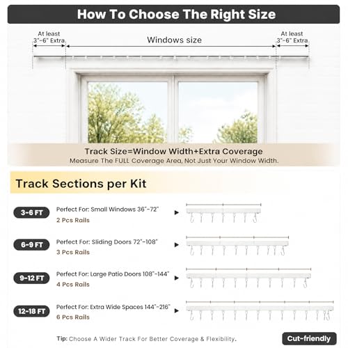 ChadMade Aluminum Ceiling Curtain Track Set with Hooks, 9ft - 12ft Adjustable Length Ceiling/Wall Mount Curtain Rail System For Grommet/Pleated Drape, RV Ceiling Track, Black - color: Black, size: 9ft-12ft