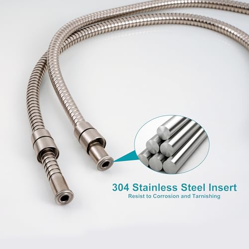 GwernKB Shower Hose,79In Long Stainless Steel Hose for Handheld Shower Head | Brushed Nickel,Extension for Bidet Sprayer,Leak-proof,with Steel Insert,Durable & Flexible,Bathroom Attachment Replacement - color: Brushed Nickel