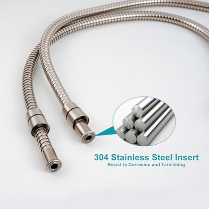 GwernKB Shower Hose,79In Long Stainless Steel Hose for Handheld Shower Head | Brushed Nickel,Extension for Bidet Sprayer,Leak-proof,with Steel Insert,Durable & Flexible,Bathroom Attachment Replacement - color: Brushed Nickel