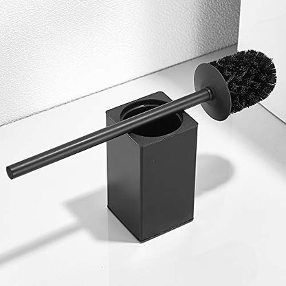 Freestanding Toilet Brush Holder for bathrooms 304 Stainless Steel Toilet Brush Stand Square Storage and Organization Rust Resistant 17-inch high Matte Black Finished - color: 17-inch High Square Matte Black