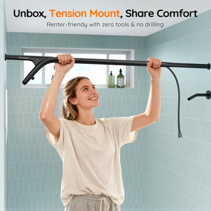 Dual Shower Head System- Double Showerheads for Couples - Black | Two People 2 Person Gifts for Women Men - Thicker 304 Stainless Steel, High Pressure, Adjustable, Bathroom Upgrade, SPA-Like - color: Black