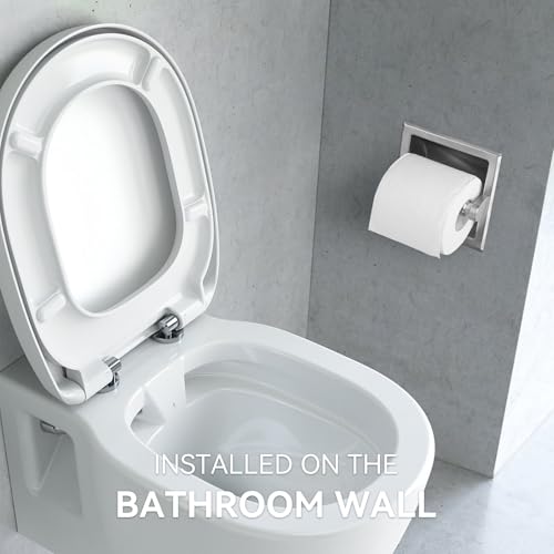 JunSun Recessed Toilet Paper Holder Brushed Nickel Stainless Steel Toilet Paper Roll Holder Tissue Holder Modern Tissue Roll Holder 6" X 6" Square Jumbo Mega Roll Holder Rear Mounting Bracket Included - color: Brushed Nickel