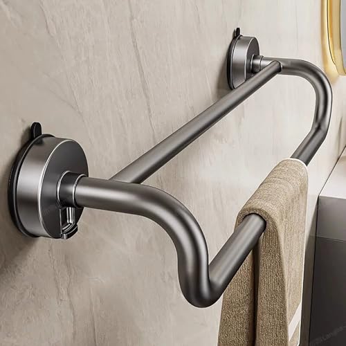 Towel Bar Suction Cup Holder, Wall Mount 2-in-1 Space-Saving Towel Rack for Bathroom, No-Drill Installation, Easy to Use Towel Hanger Rail - size: 40cm/15.7"