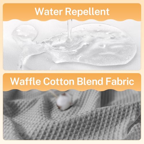 River Dream Gray Cotton Blend Fabric Shower Curtain Set with Liner, 71x74 | Waffle Weave, No Hook Needed, with Snap in Replacement Liner, Top Sheer Window, Hotel Quality Fabric for Bathroom - color: Lake Wanaka, size: 71"W x 74"L (Pack of 1)