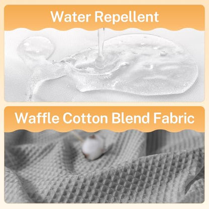 River Dream Gray Cotton Blend Fabric Shower Curtain Set with Liner, 71x74 | Waffle Weave, No Hook Needed, with Snap in Replacement Liner, Top Sheer Window, Hotel Quality Fabric for Bathroom - color: Lake Wanaka, size: 71"W x 74"L (Pack of 1)