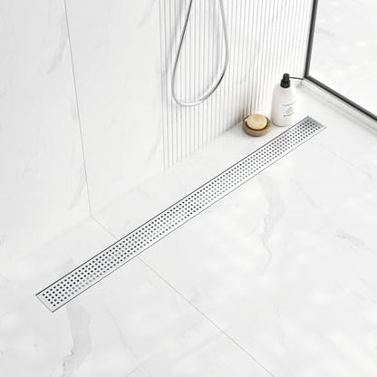 Neodrain 36-Inch Brushed Linear Shower Drain with Quadrato Pattern Grate | 304 Stainless Steel Linear Drain,Rectangle Shower Floor Drain with Hair Strainer, shower drain base ,Fits Bathroom, Balcony - color: Brushed, size: 36 In