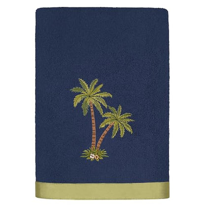 Flourish 4-Piece Premium Towel Set, Island Style Embroidery, Plush Turkish Cotton, Durable & Quick Dry, Elegant Bath Ensemble, 2 Bath 2 Hand Towels, Marine - color: Marine, size: 2 Pcs Bath 2 Pcs Hand Towel