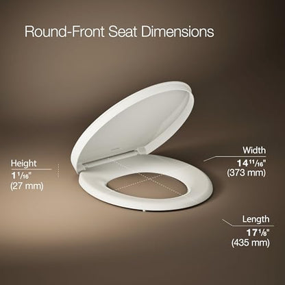 KOHLER K-26802-96 Impro ReadyLatch Quiet Close Round Toilet Seat, Soft Close Seat, Compatible with Round Toilets, Biscuit - color: Biscuit, size: Round