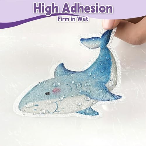 Secopad Bathtub Non Slip Stickers with Strong Adhesive, 20pcs Large Cute Sea Creature Anti Slip Shower Decal with Scraper for Bath Tub, Shower Floor, Stairs