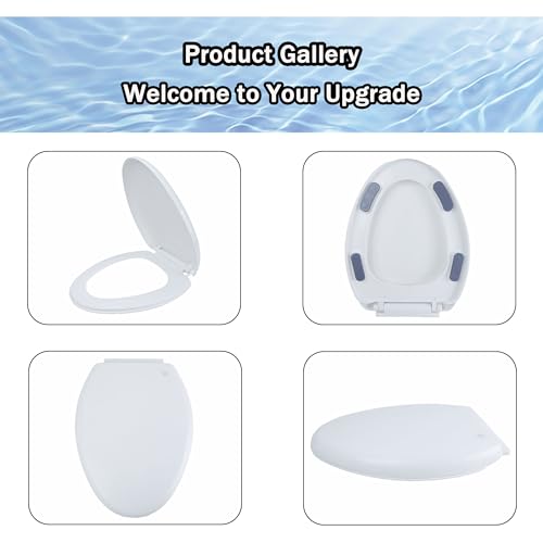 Elongated/V-Shape Toilet Seat Replacement, Soft Close Quiet No Slam, PP