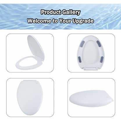 Elongated/V-Shape Toilet Seat Replacement, Soft Close Quiet No Slam, PP