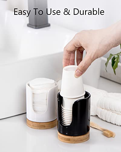 Ceramic Bathroom Cup Holder, 3 oz Dispenser, Black, 2 Pack | Mouthwash Cups Dispenser for Bathroom, Guest Toiletries, Countertop - color: Black, size: Set/2