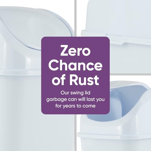 Superio Medium Trash Can with Lid 4.5 Gallon Plastic Swing Top Garbage Can Slim Waste Bin for Under Sink/Cabinet, Laundry Room, Kitchen, Office, Bedroom, Bathroom, College Dorm, 18 Qt, White - size: 4.5 Gallon, style: 1 Pack