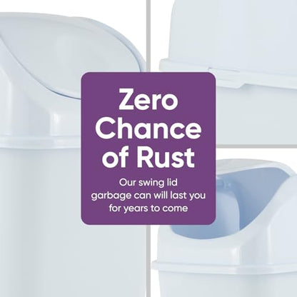 Superio Medium Trash Can with Lid 4.5 Gallon Plastic Swing Top Garbage Can Slim Waste Bin for Under Sink/Cabinet, Laundry Room, Kitchen, Office, Bedroom, Bathroom, College Dorm, 18 Qt, White - size: 4.5 Gallon, style: 1 Pack