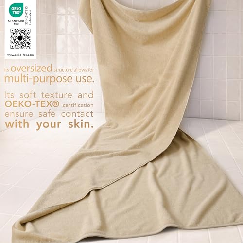 Cotton Paradise 100% Cotton Turkish Towel, Soft Absorbent Quick Dry, 40x80 Oversized Bath Sheet Towel, Beige - color: Beige, size: 40"x80"