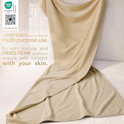 Cotton Paradise 100% Cotton Turkish Towel, Soft Absorbent Quick Dry, 40x80 Oversized Bath Sheet Towel, Beige - color: Beige, size: 40"x80"