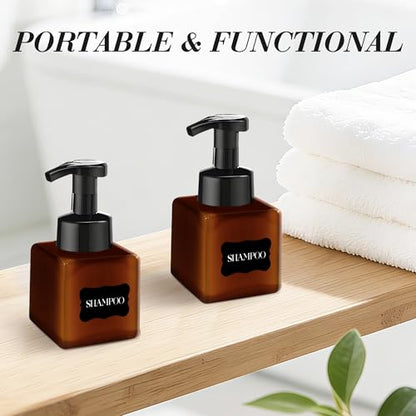 8.5 oz Foaming Soap Dispenser Plastic Foaming Pump Bottle, Refillable Dispenser with Plastic Pump, Empty Hand Bottles for Liquid Soap, Shampoo, Bathroom,Hotel,Restaurant (60, Brown) - color: Brown, size: 60