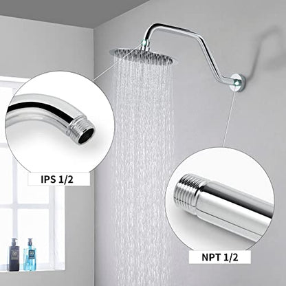 High Rise Shower Arm with Flange,15.5 Inch Gooseneck Shower Arm Extension,Stainless Steel S Shaped Shower Showerarm,Chrome,9Z1MK - color: Chrome, style: Z Shaped