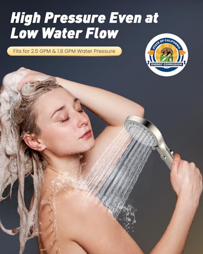 High Pressure Handheld Shower Head with Hose, Brushed Nickel | 80" Extra Long Stainless Steel Hose & Adjustable Bracket, Shower Heads with ON/OFF Switch for Pets Bath - color: Brushed Nickel, style: 6 Spray-Settings