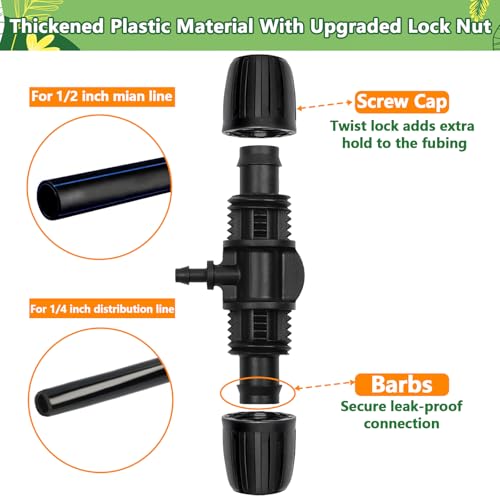 13 pack 1/2 Inch To 1/4 Inch Drip Irrigation Fittings, 1/2" (1/2" ID x 0.65" OD) to 1/4" Drip Line Reducing Tee 1/2" x 1/4" 3 Way Splitter Connectors for Garden Irrigation System - size: 1/2" x 1/4" Splitter-3 Way