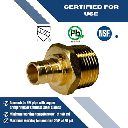 XFITTING 3/4 inch Pex x 1 inch Male NPT Adapter, 24-4-7=2X, 2 Pieces - size: 3/4" Pex x 1" Male
