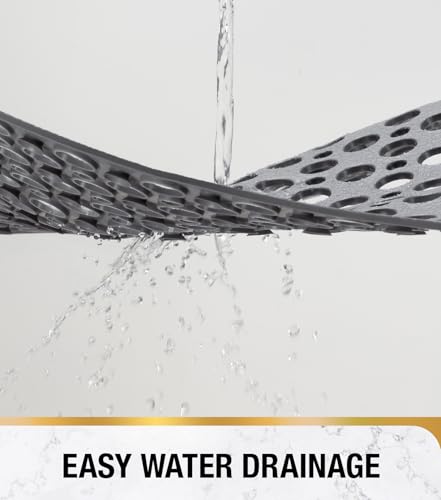 HITSLAM Bathtub Mat Non Slip, Soft TPE Bath Mat for Tub, Efficient Drainage Bathroom Shower Mat with Suction Cups, Bath Tub Mat, Easy to Clean, 28 x 15 Inch, Grey - color: Grey, size: 28" x 15" (Rectangular)