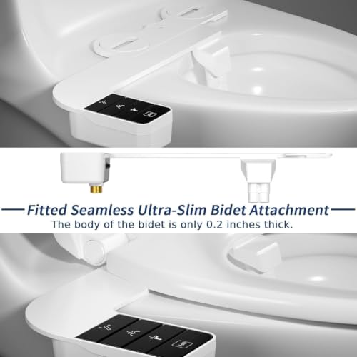 Bidet Attachment for Toilet, Retractable Self Cleaning Cold Water Bidets for Existing Toilets, Bidet Toilet Seat Attachment with Pressure Controls, Bidet Attachment for Frontal & Rear Wash, Black