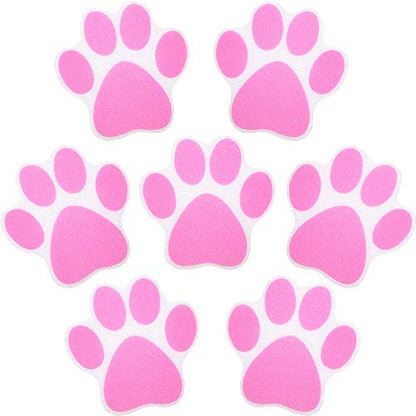 Mudder 20 Pcs Non Slip Bathtub Sticker Cute Anti Slip Shower Sticker Adhesive Black Grey Pink Paw Decal Safety Traction Grip Treads Appliques for Bathtub Pool Boat Stair Shower Floor(Pink) - color: Pink